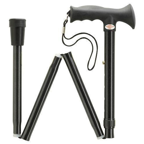 Overmold Ergonomic Folding Cane in Black