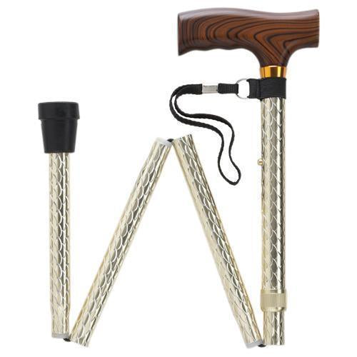 Designer Folding Cane in Gold