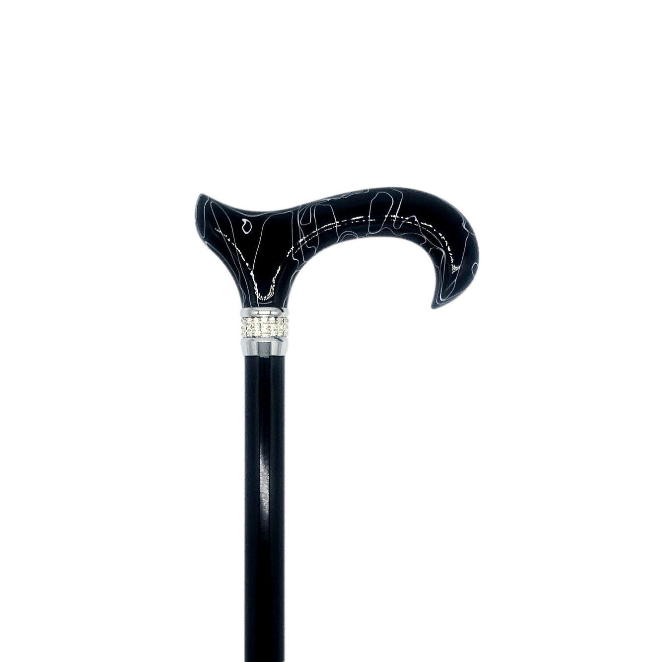 Classy Walking Canes Adjustable Elegant Black With Rhinestone Collar