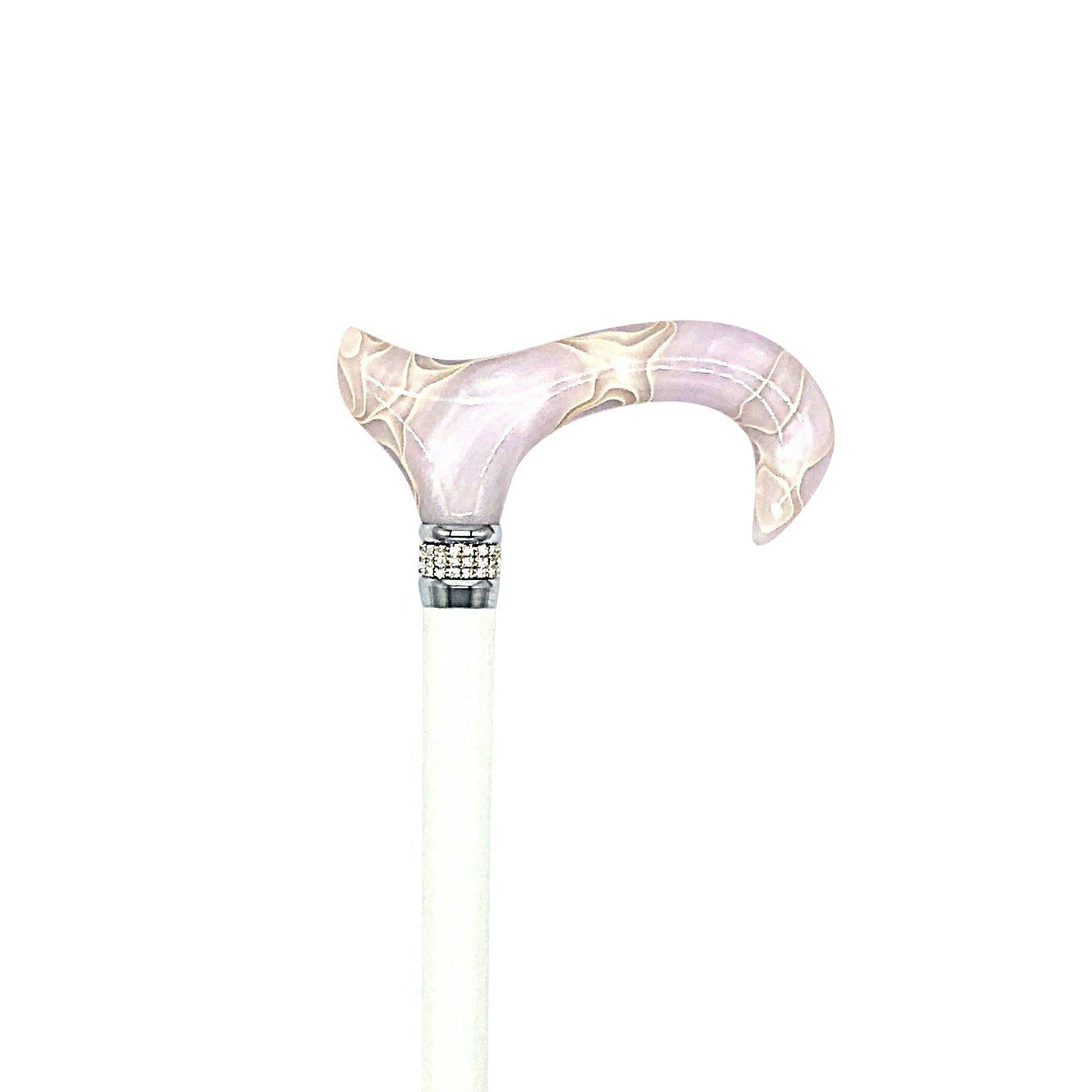 Classy Walking Canes Adjustable Elegant Shinny White with Rhinestone Collar