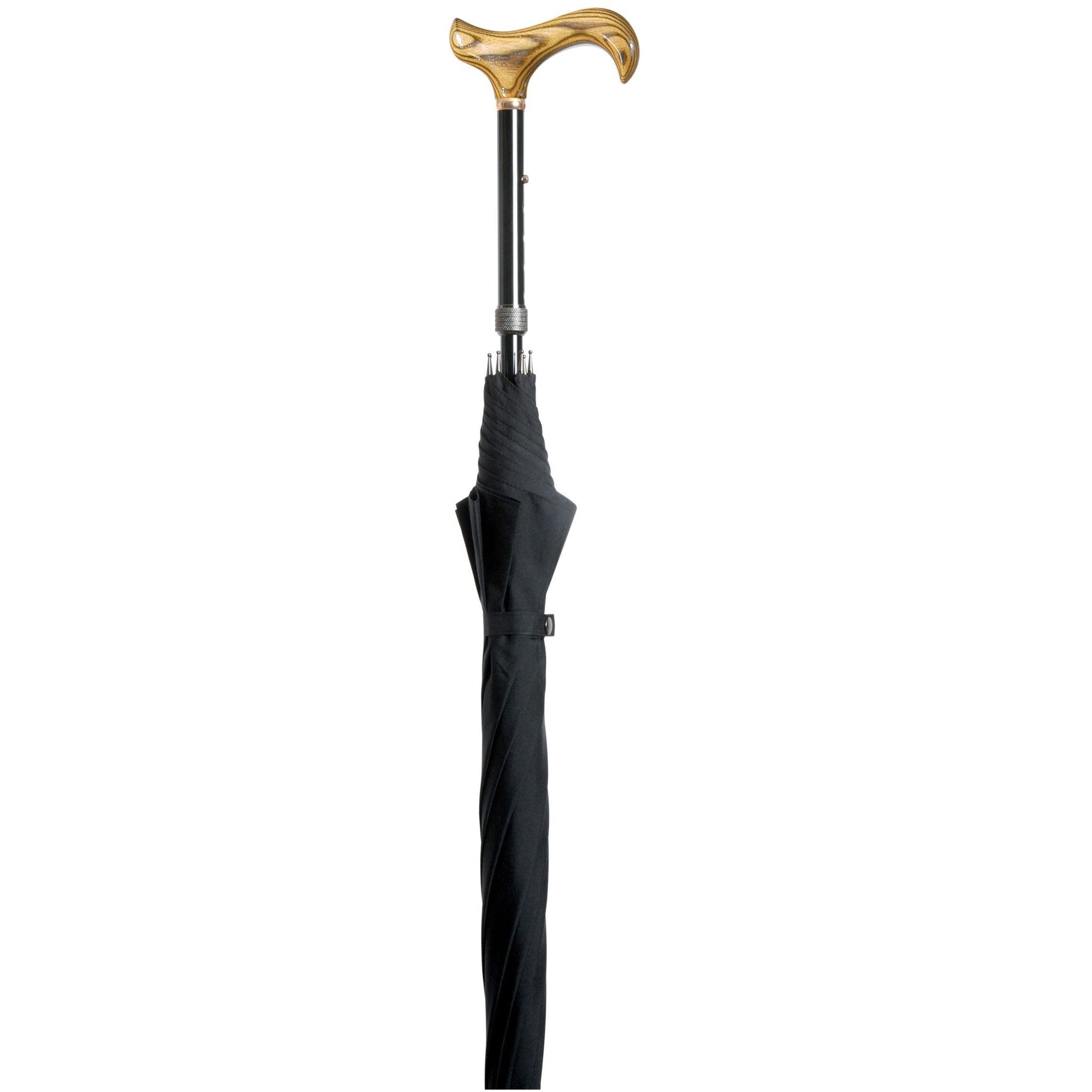 Derby Handle Umbrella Walking Stick in Black and Adjustable in Height