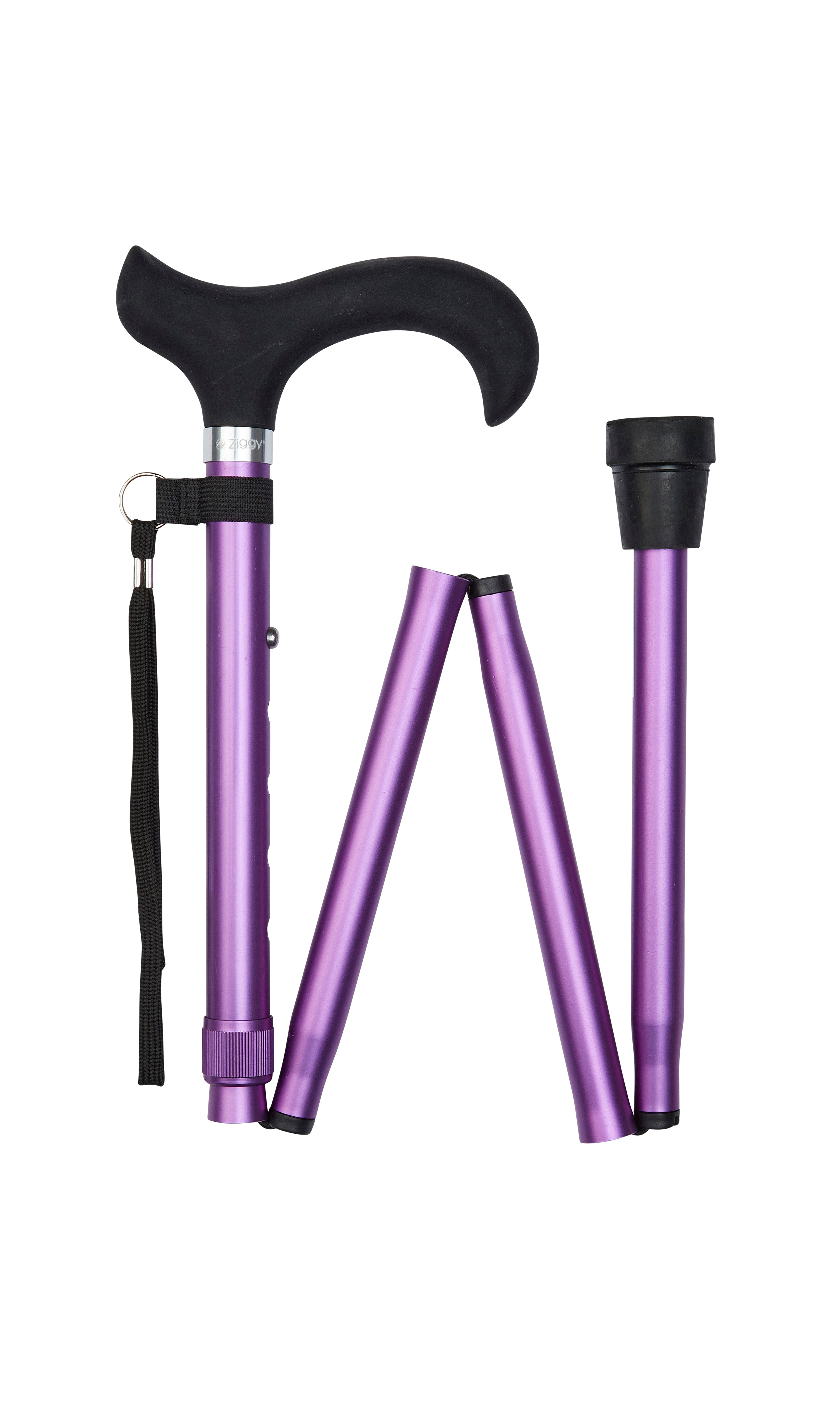 Folding Cane in Purple with Silicone Handle