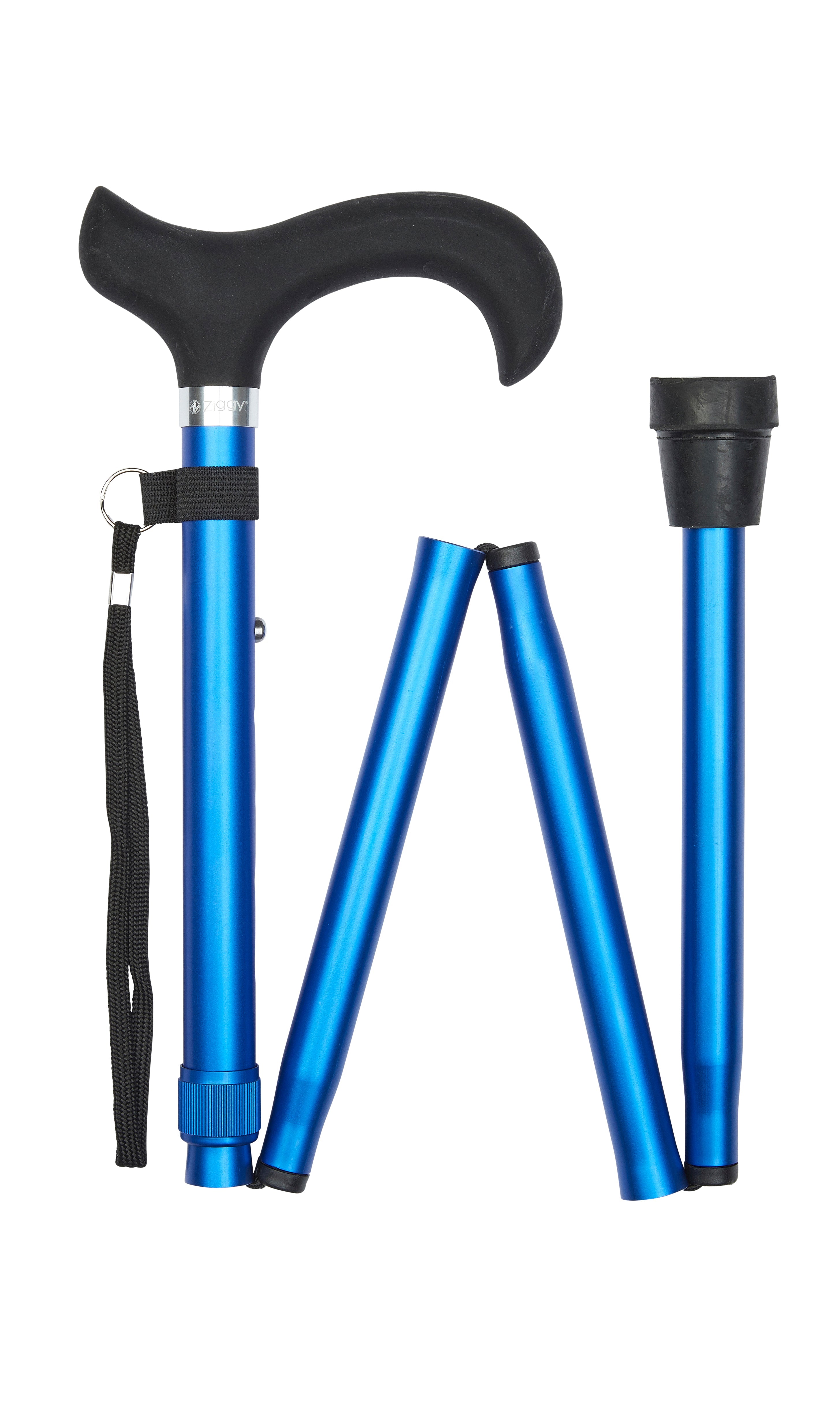 Folding Cane in Blue with Silicone Handle