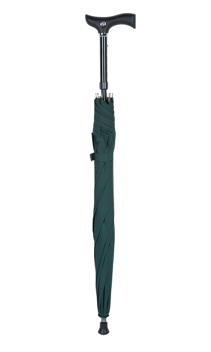 Walking Stick Umbrella with Green Canopy and Fritz Handle