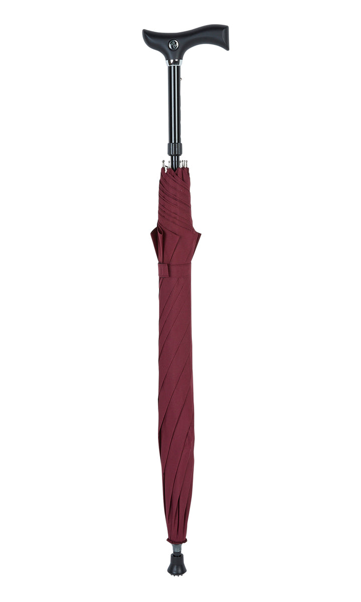 Walking Stick Umbrella with Burgundy Canopy and Fritz Handle