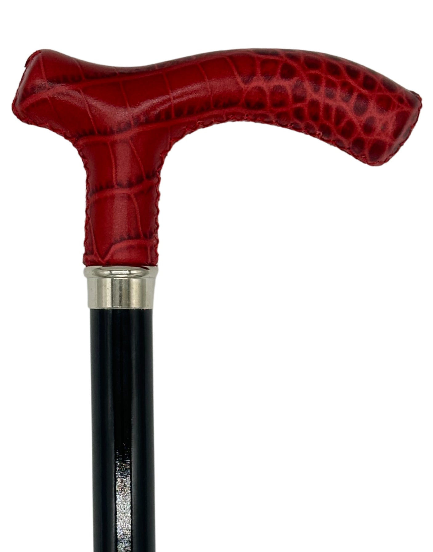 Classy Cane with Coconut Red Fritz Handle in Italian Leather