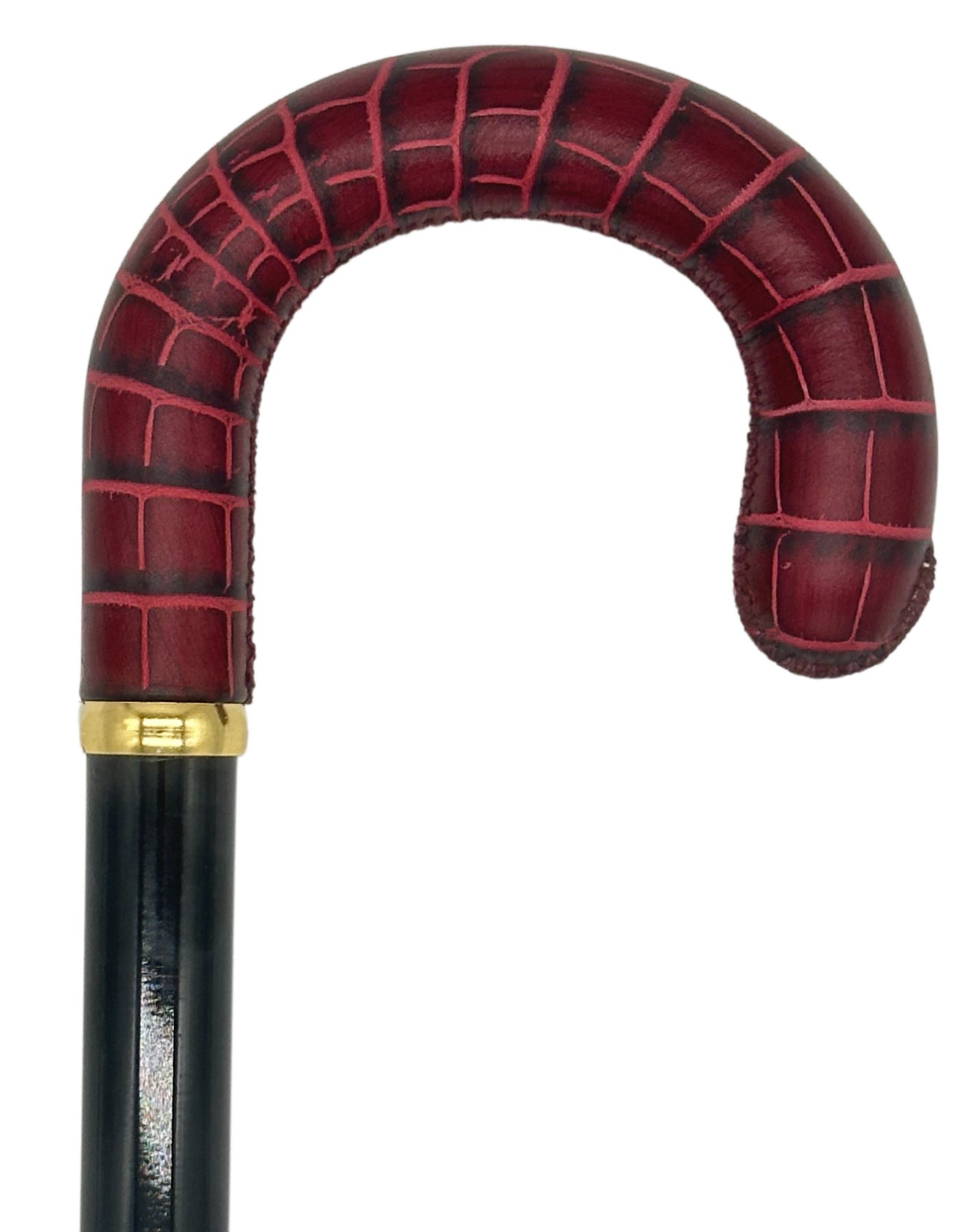 Classy Cane with Coconut Bordeaux Crook Handle in Italian Leather