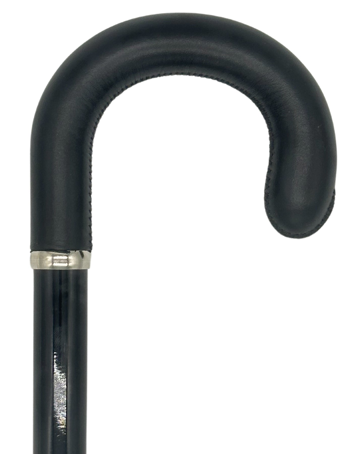 Classy Cane with Black Crook Handle in Italian Leather