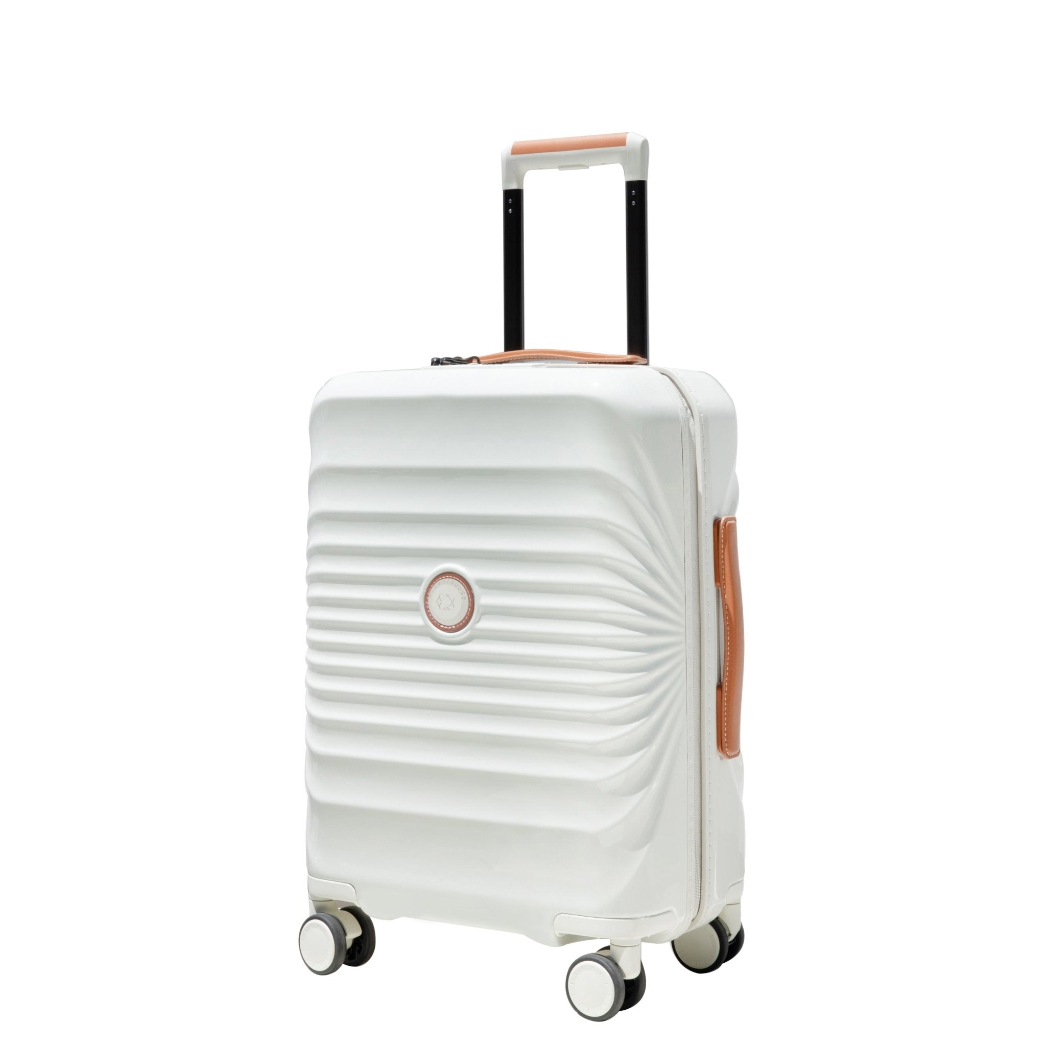 20"" Carry on Luggage Lightweight Suitcase TSA Lock USB port  Expandable  Luggage  Artificial leatherTop handle Spinner Wheels CREAMY WHITE