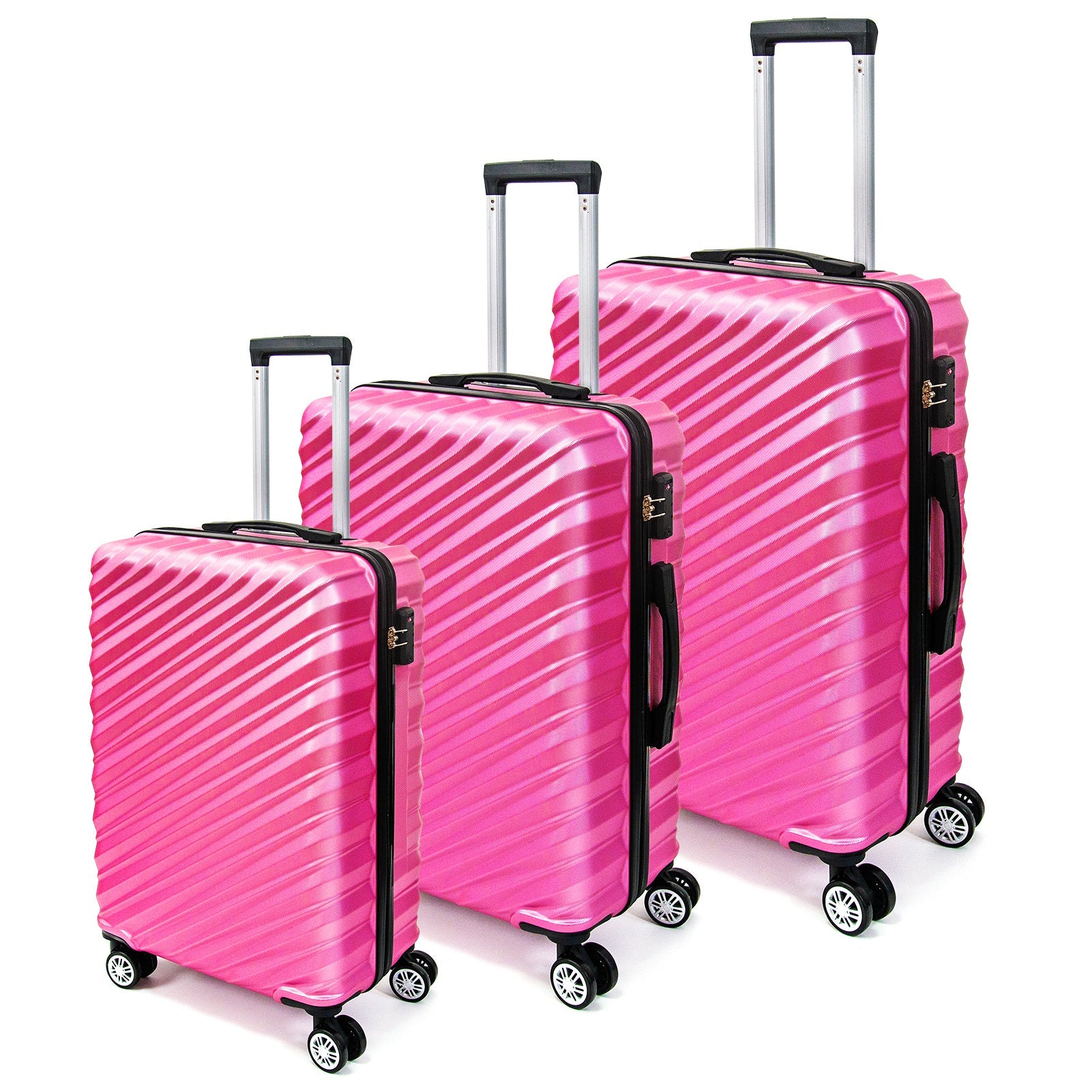 3 Piece Hard Shell Luggage set with TSA Lock Spinner Wheel ABS Lightweights Checked Convenient Stackable Suitcase Woman Men (20/24/28)