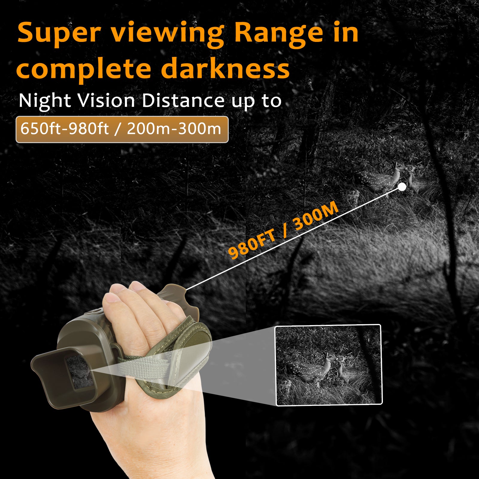 Night Vision Monocular Digital Camera Goggle 1080P Full HD 984ft Viewing Range Day & Night Viewing for Camping, Surveillance, wildlife Observing