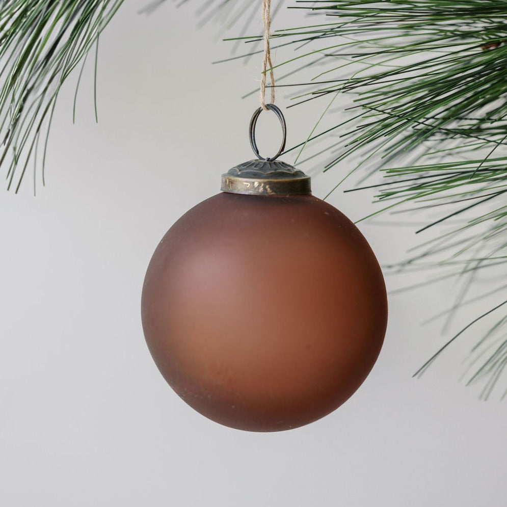 3" Frosted Cinnamon Glass Ornament