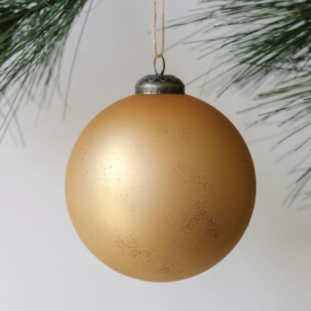 4" Matte Antique Gold Glass Ornament