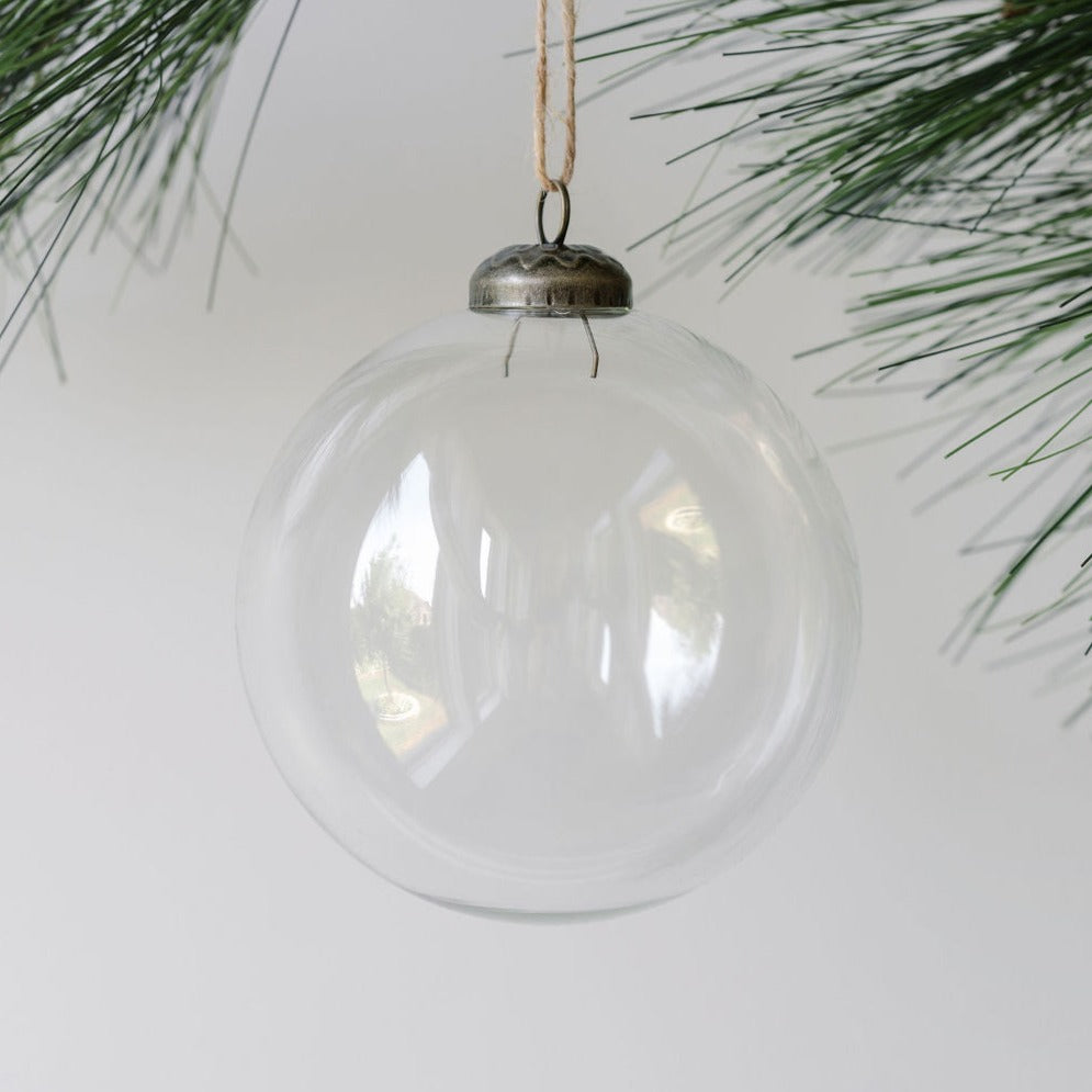 4" Clear Glass Ornament