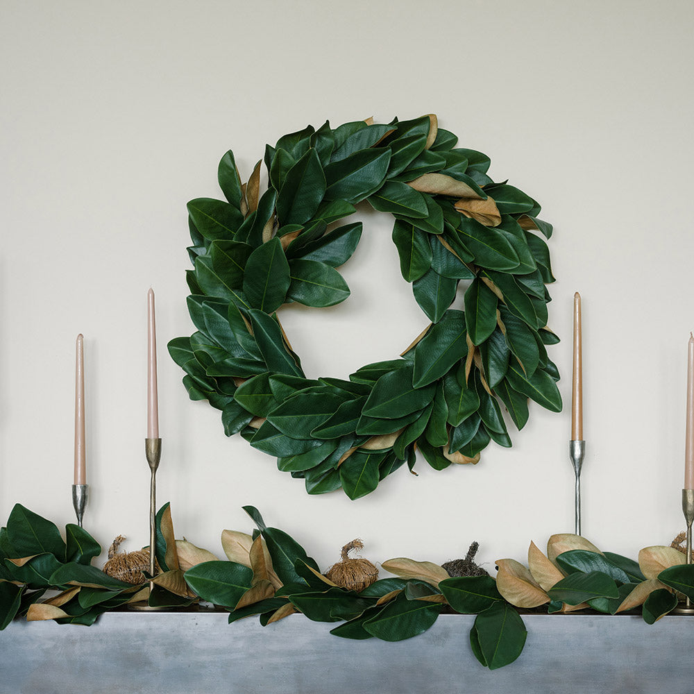 30" Faux Green Magnolia Leaf Wreath