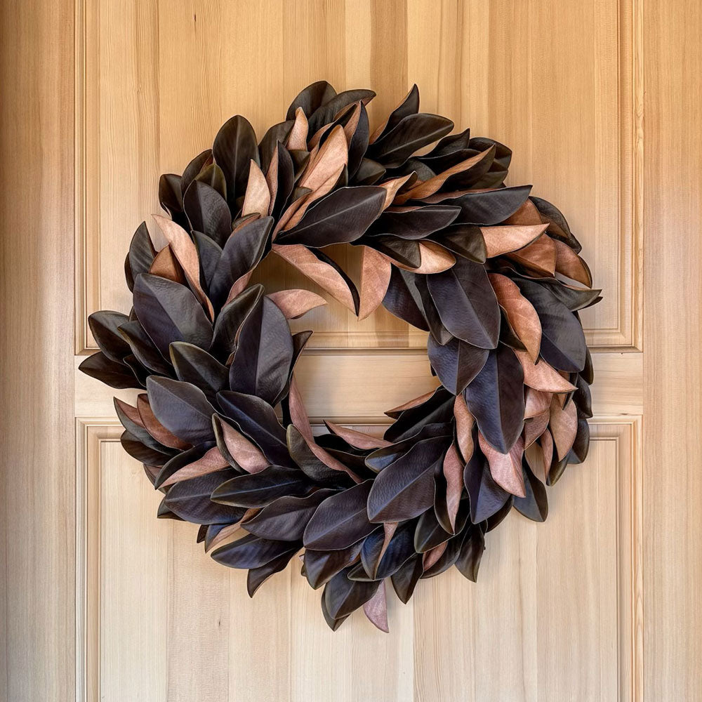 30" Faux Brown Magnolia Leaf Wreath