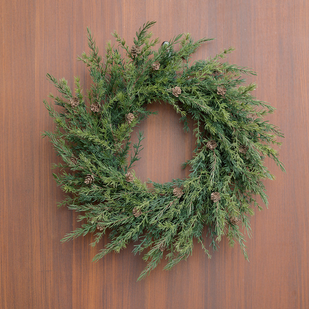 28" Artificial Pine Wreath with Pinecones