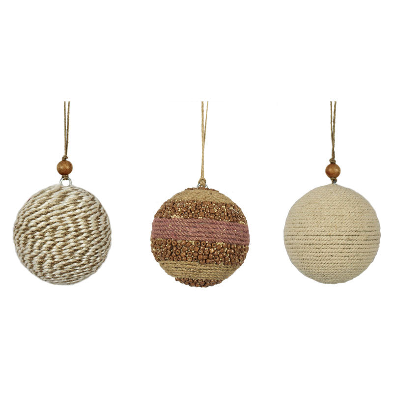 Natural Jute Wrapped Christmas Ornaments