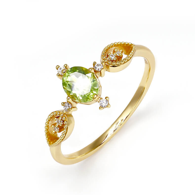 Geometric Olivine Ring