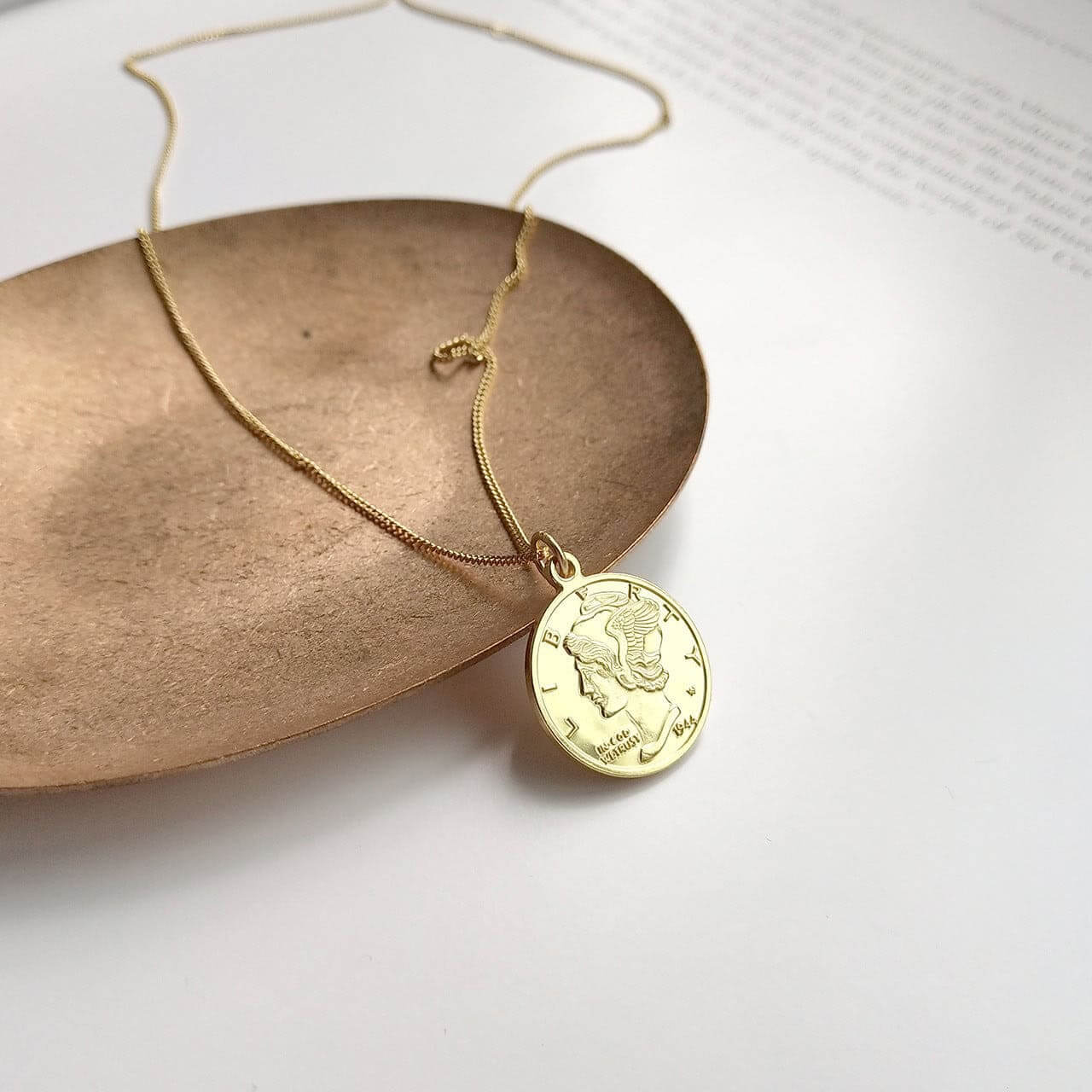 Vintage Gold Roman Coin Necklace