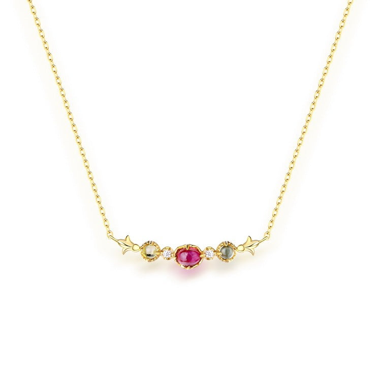 Red Tourmaline Clavicle Necklace