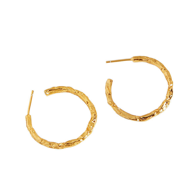 Hammered Foil Gold Hoops