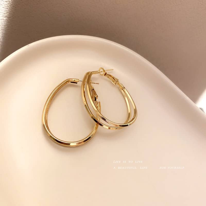 Oval Layered Hoop Earrings