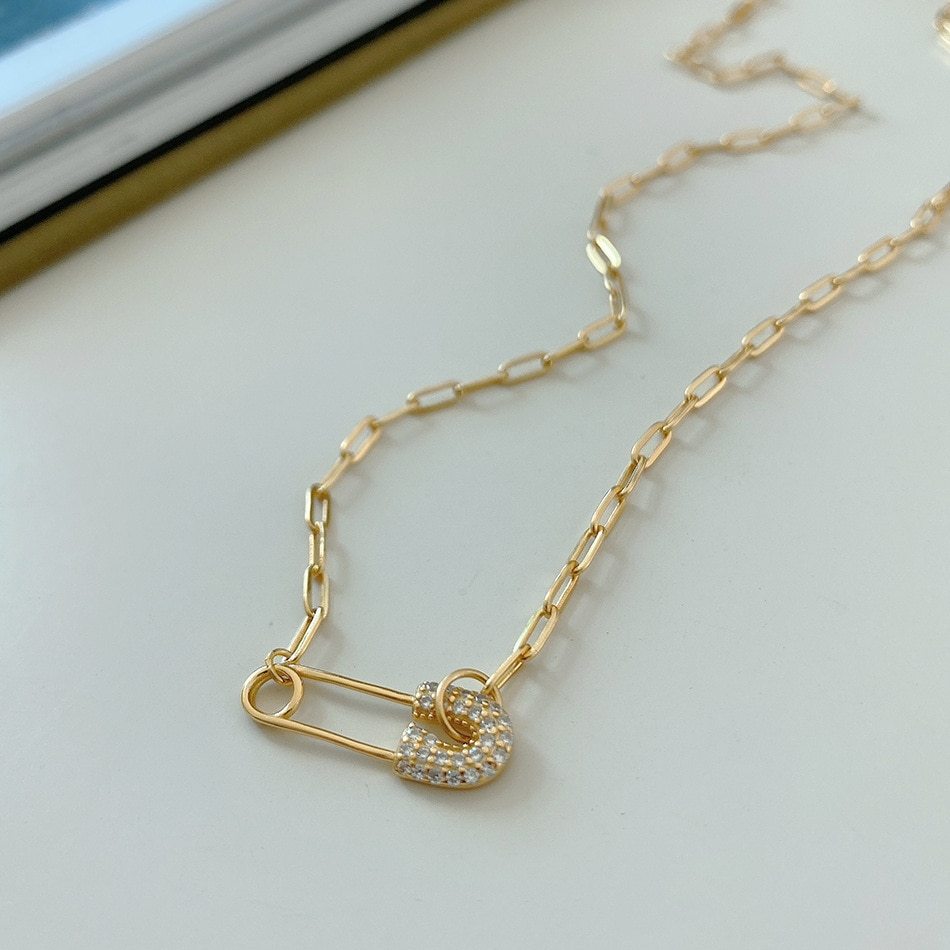 Silver & Gold Pin Necklace