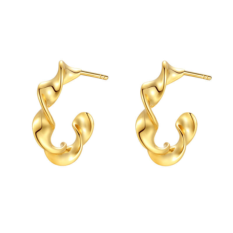 Gold Twist Hoop Earrings