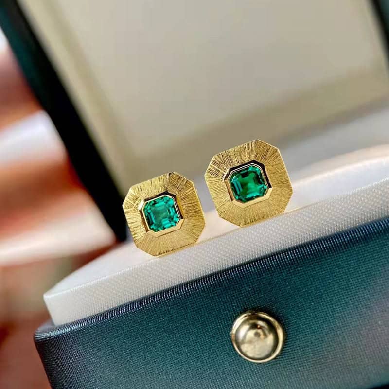 Emerald Sun Stud Earrings