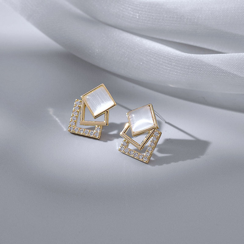 Opal Geometric Stud Earrings