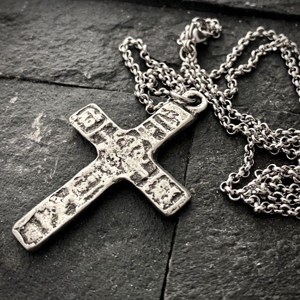 Ancient Cross Men's Necklace, Unisex Necklace, Cross, Medieval Cross, Mens Fashion, 20 or 24 in chain, ST-017