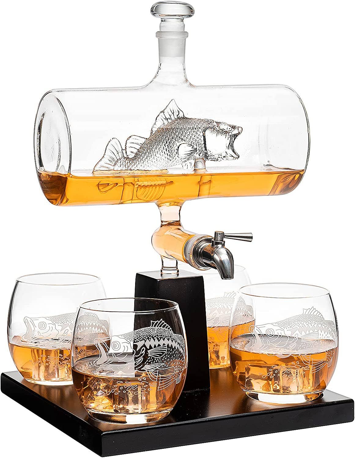 Bass Fish Wine & Whiskey Decanter Set 1100ml