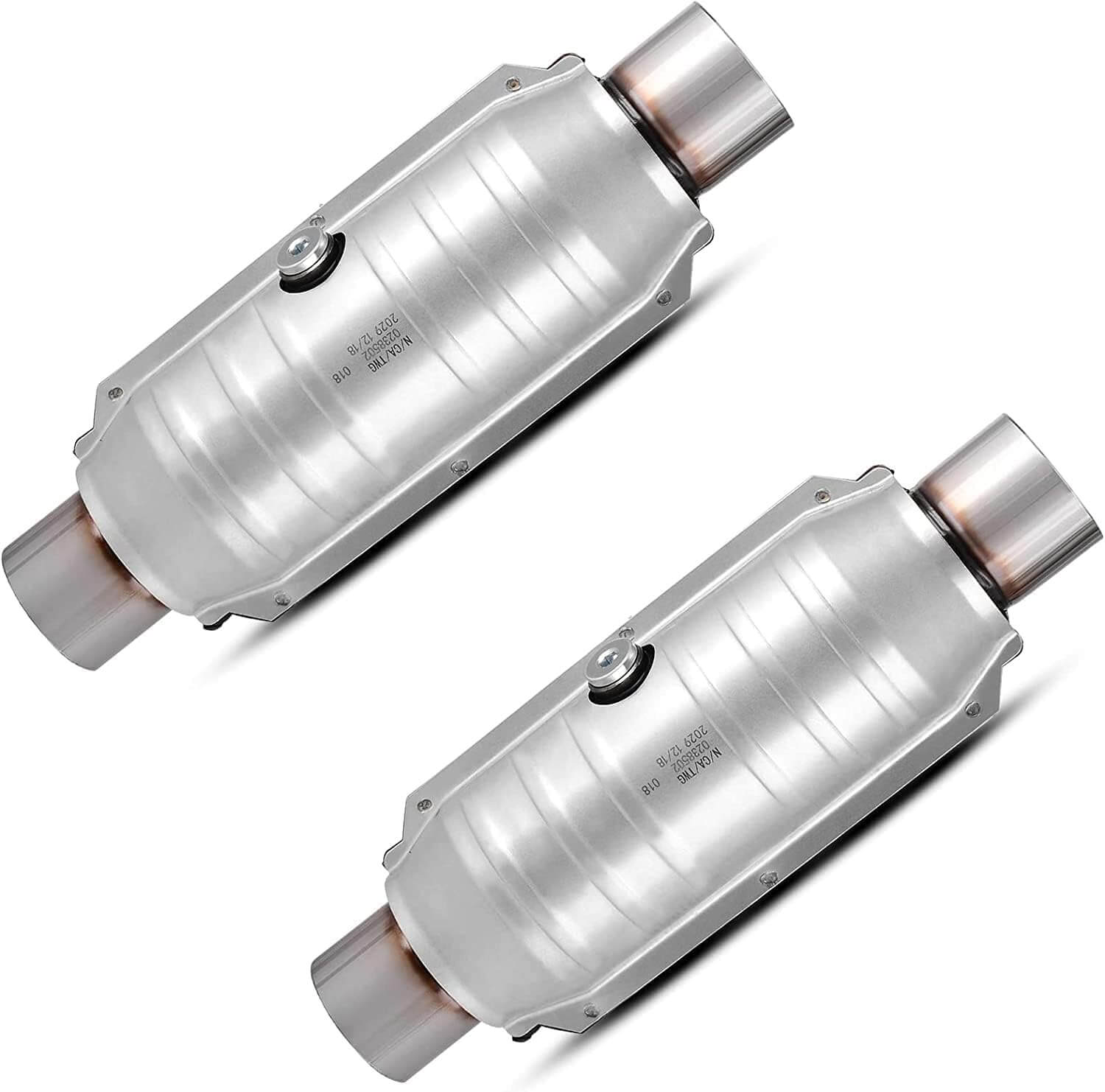 YITAMOTOR ATCC0018 2.5'' Inlet / Outlet Universal Catalytic Converter w/ O2 Port and Heat Shield (EPA Compliant)