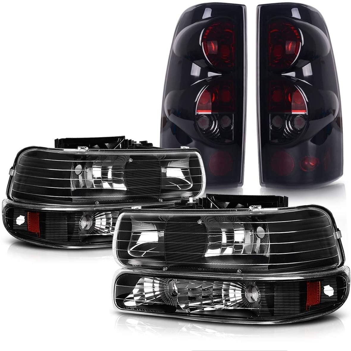 YITAMOTOR Headlight Assembly & Taillights Combo Set For 99-02 Chevy Silverado 1500 2500/01-02 Chevy Silverado 1500HD 2500HD 3500 Not suitable for Barn Door, Stepside models