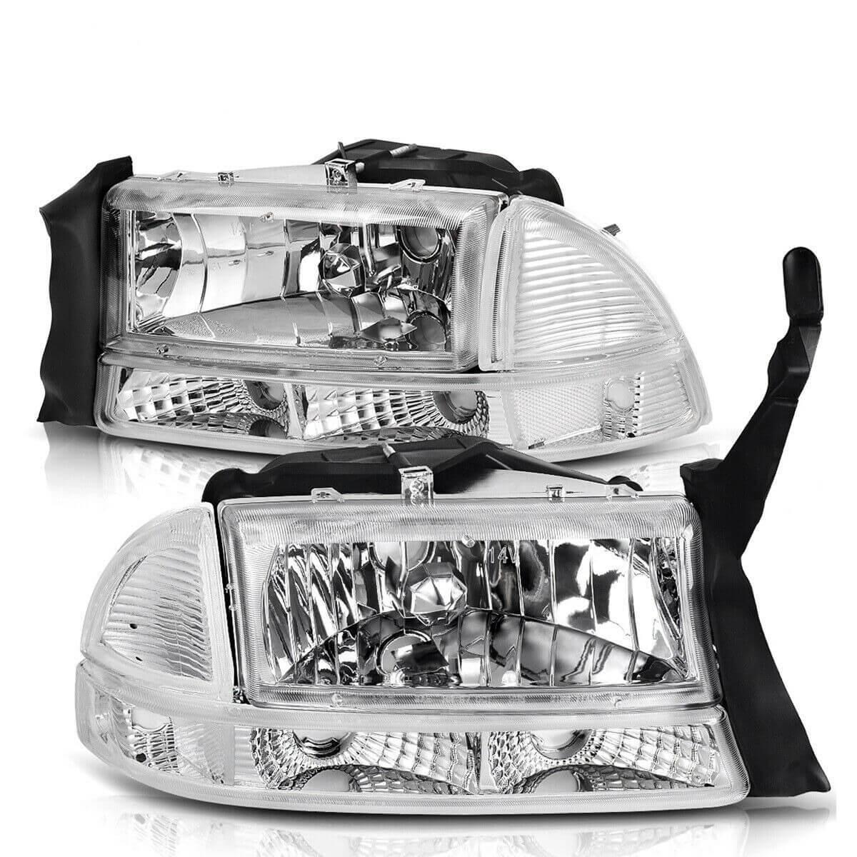 YITAMOTOR Headlight Assembly For 1998-2004 Dodge Dakota 1998-2003 Dodge Durango Headlamp Replacement with Park Signal Lamp Crystal Housing