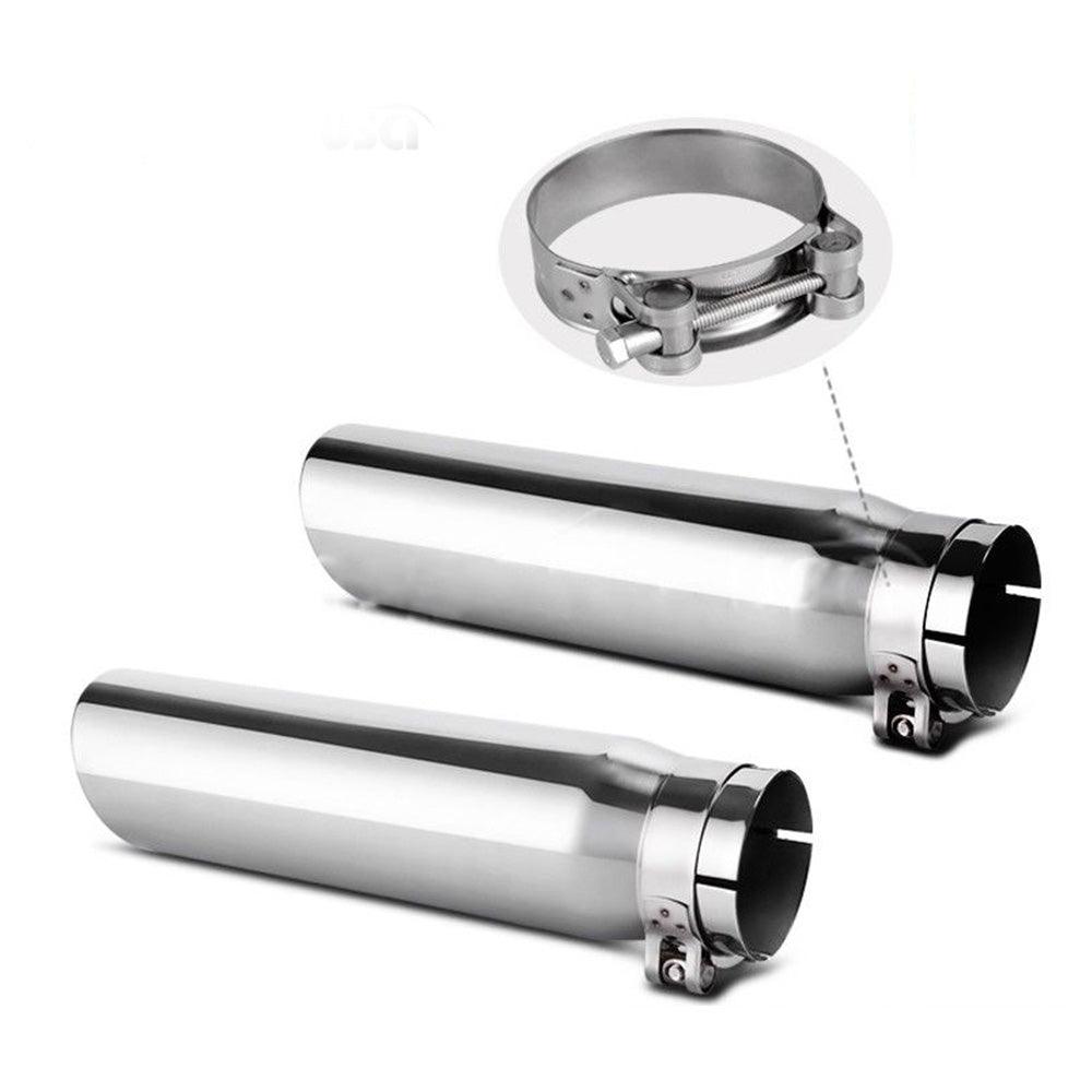 YITAMOTOR 2pcs 2.5 Inch Inlet Chrome Exhaust Tip Universal Stainless Steel Exhaust Tailpipe Tip, Bolt on / Clamp On Design