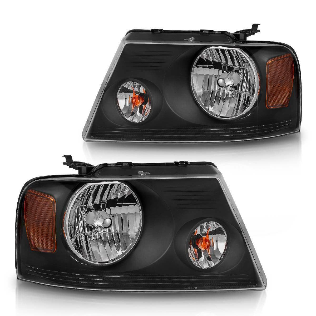 YITAMOTOR Pair Headlight Assembly for 2004-2008 Ford F150/2006-2008 Lincoln Mark LT Headlight Black Housing Clear Lens