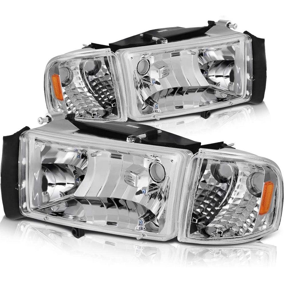 YITAMOTOR 94-01 Dodge Ram 1500/94-02 Dodge Ram 2500 3500 Headlight Assembly OE Style Replacement Chrome Housing