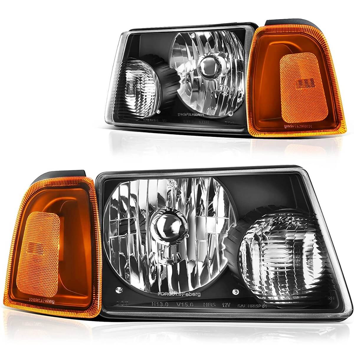 YITAMOTOR 2001-2011 Ford Ranger Headlight Assembly Corner light OE Projector Headlamp Black Housing Clear Lens