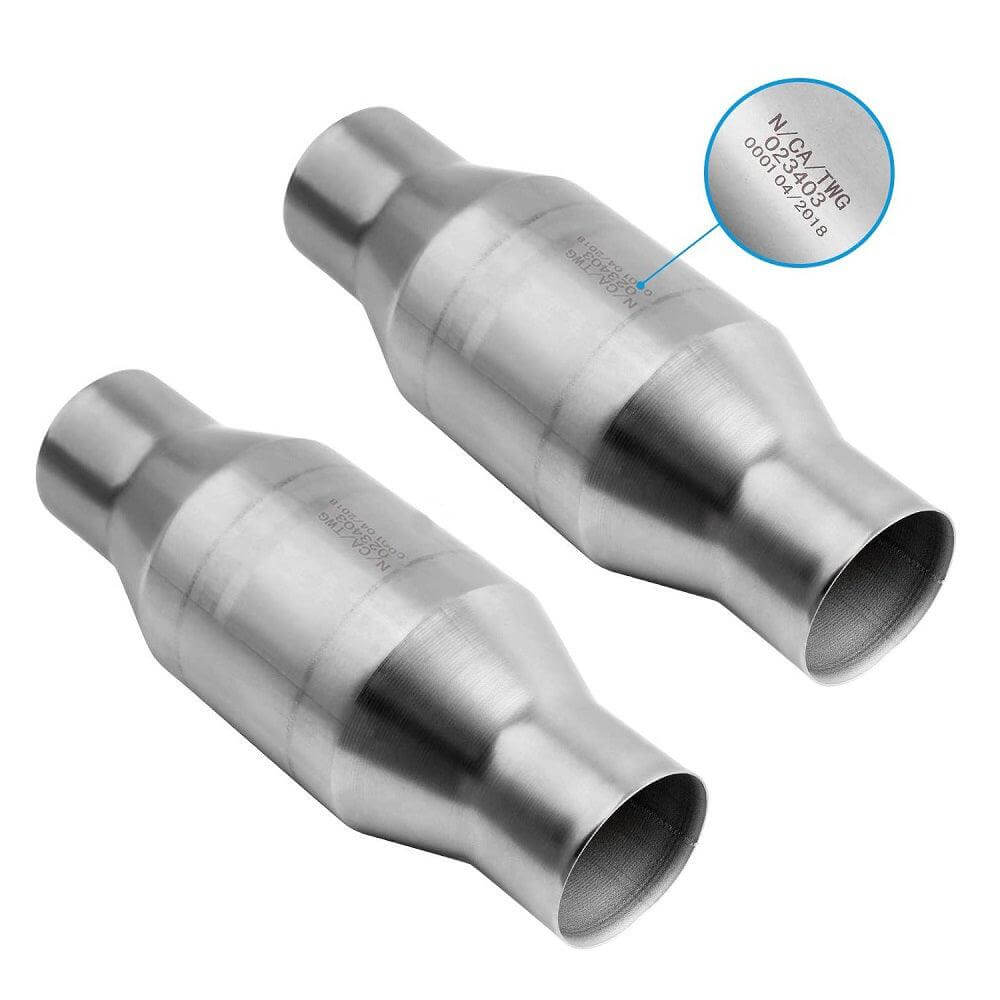 YITAMOTOR 2 PCS 2.5'' Inlet/Outlet Universal Catalytic Converter Strainless Steel EPA OBDII