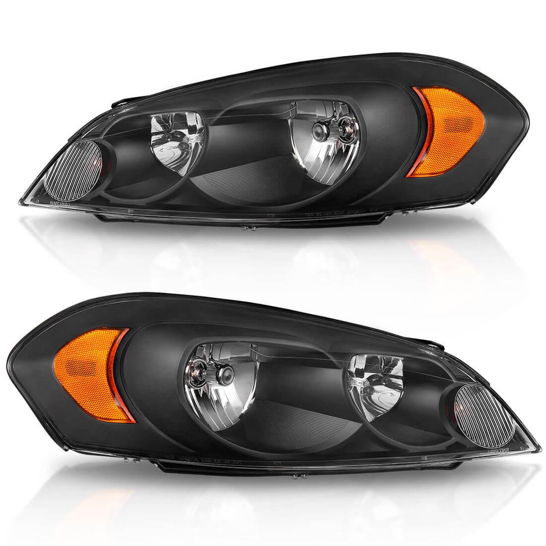 YITAMOTOR 2006-2013 Chevy Impala 2006 2007 Chevy Monte Carlo Headlamp Black Housing Amber Reflector Headlight Assembly