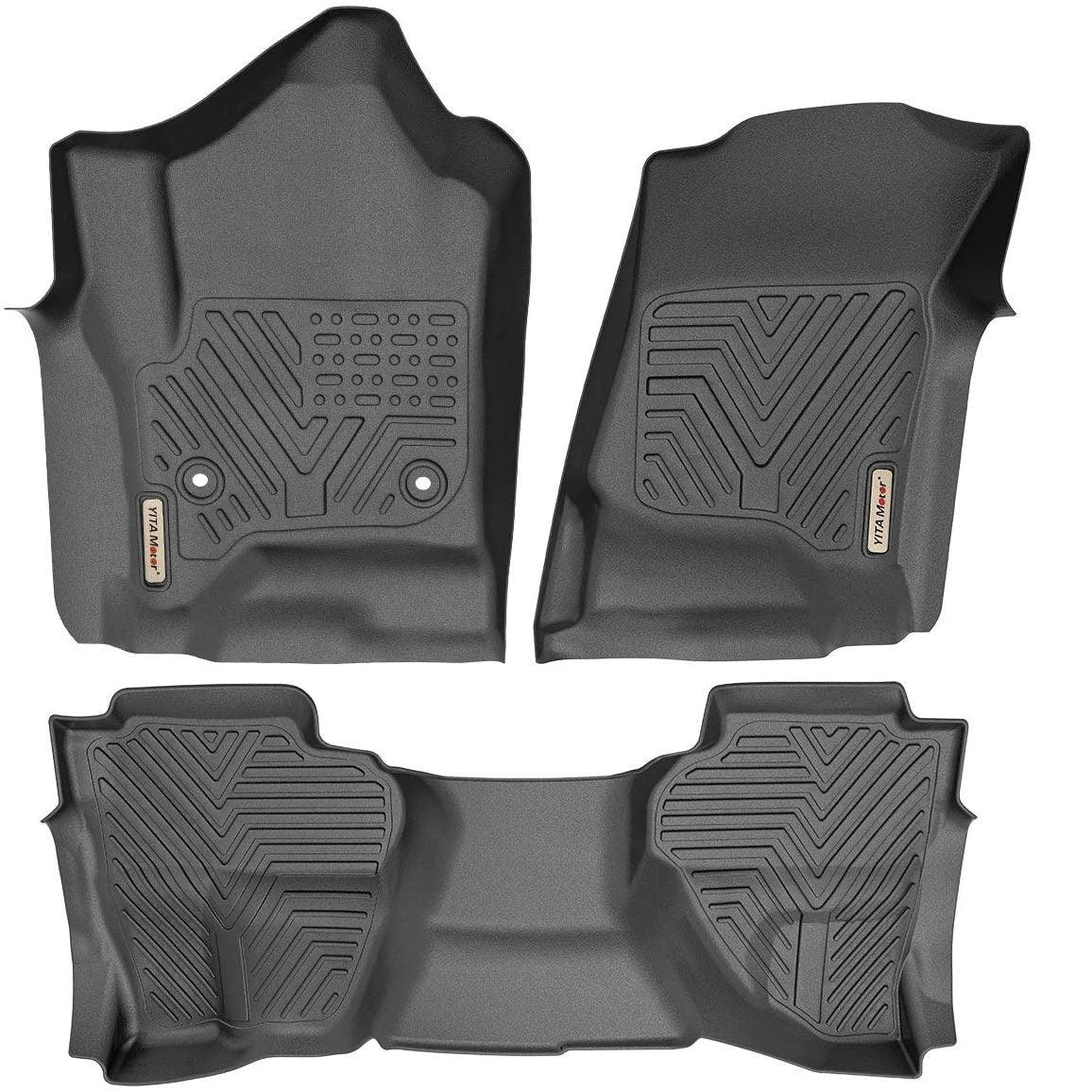 YITAMOTOR Floor Mats For 14-18 Silverado/Sierra 1500,15-19 2500/3500 HD ,Double Cab Only,1st & 2nd Row