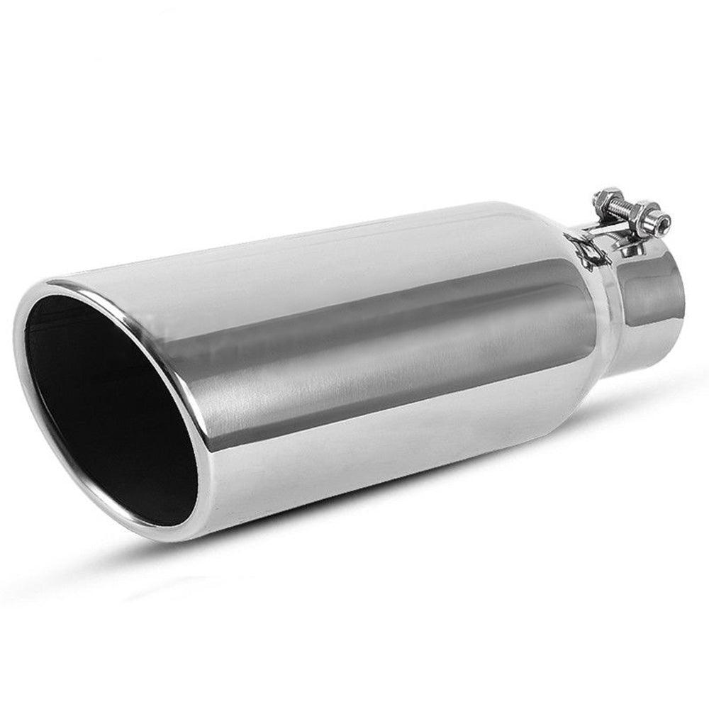 YITAMOTOR Exhaust Tip 2.5" Inlet x 4" Outlet x 12" Long Bolt on Polished Rolled Edge Angle Cut Stainless Steel Tailpipe