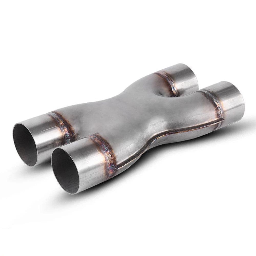 YITAMOTOR Welded X-Pipe Exhaust Tip 2.5'' Dual Inlet/2.5''inch Dual Outlet Stainless Steel