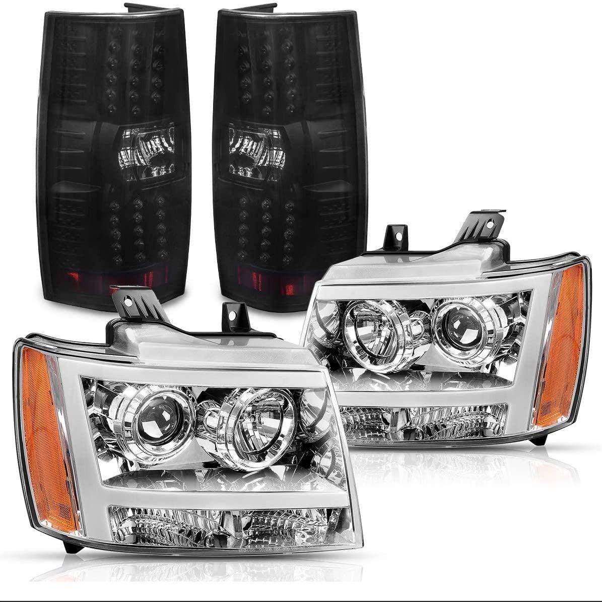 YITAMOTOR 2007-2014 Chevy Suburban/Tahoe Headlight Assembly and Tail Lights Combo Set