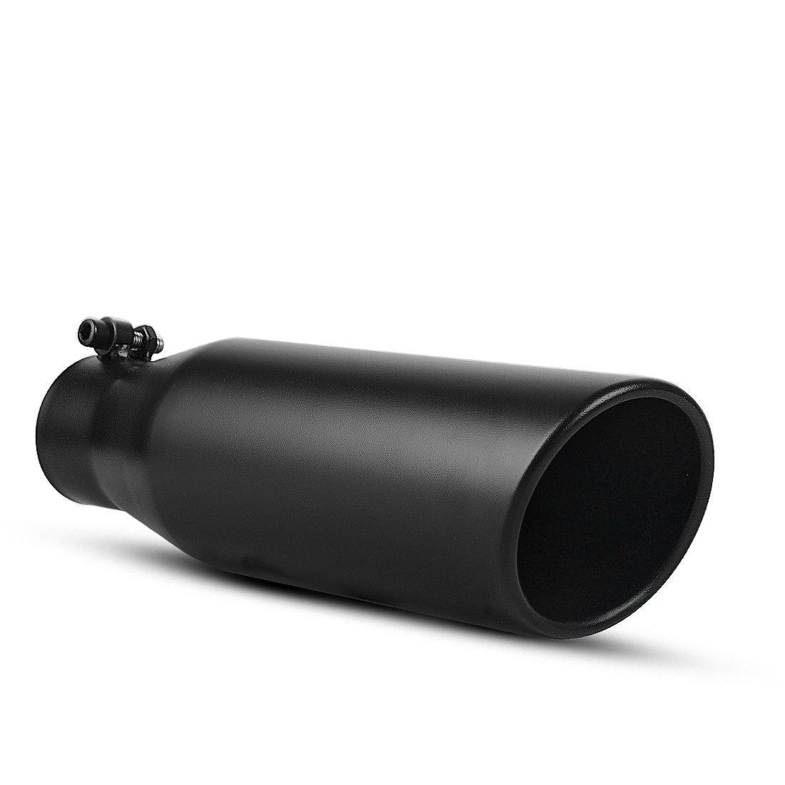 YITAMOTOR 2.25'' Inlet 3.5'' Outlet 12'' inch Long Bolt On Exhaust Tip Stainless Steel Black