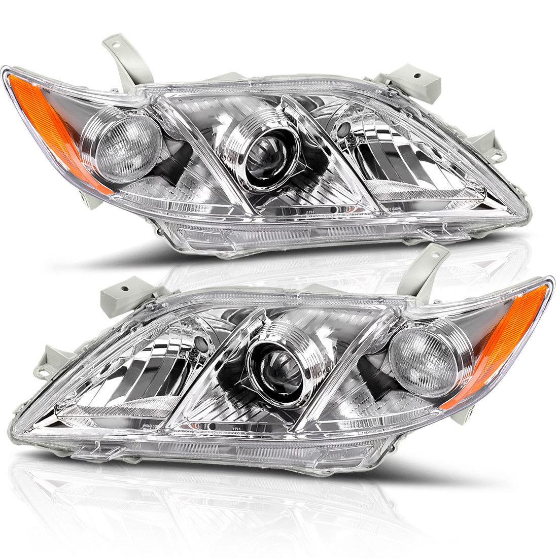 YITAMOTOR 07-09 Toyota Camry Headlight Assembly with Amber Side Clear Lens Projector Headlamps