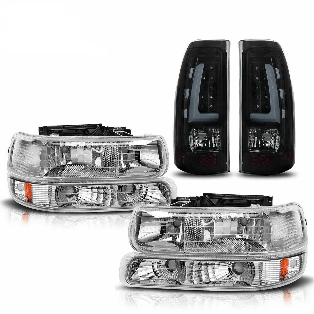 YITAMOTOR For 1999-2002 Chevy Silverado 1500 2500 3500 Headlights + LED Tail Lights