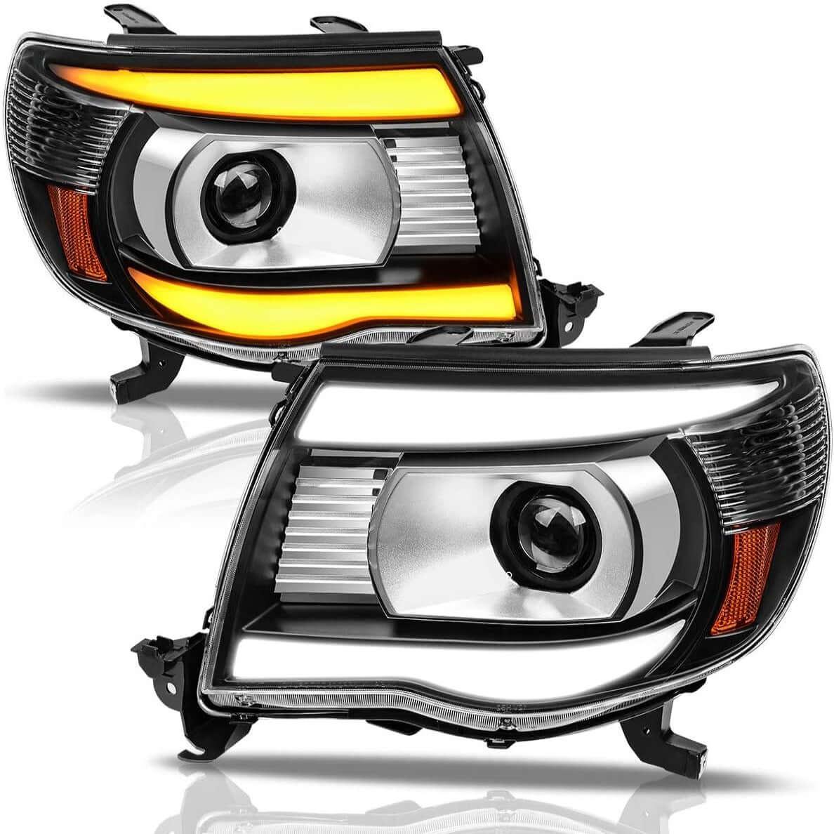 YITAMOTOR 2005-2011 Toyota Tacoma Sequential LED Headlights Assembly Parking Turn Signal Projector Headlamps